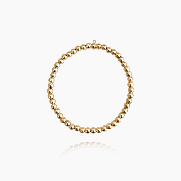 Gold 4mm Bead Charm Bracelet