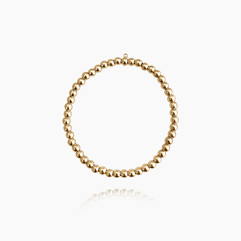 Gold 4mm Bead Charm Bracelet