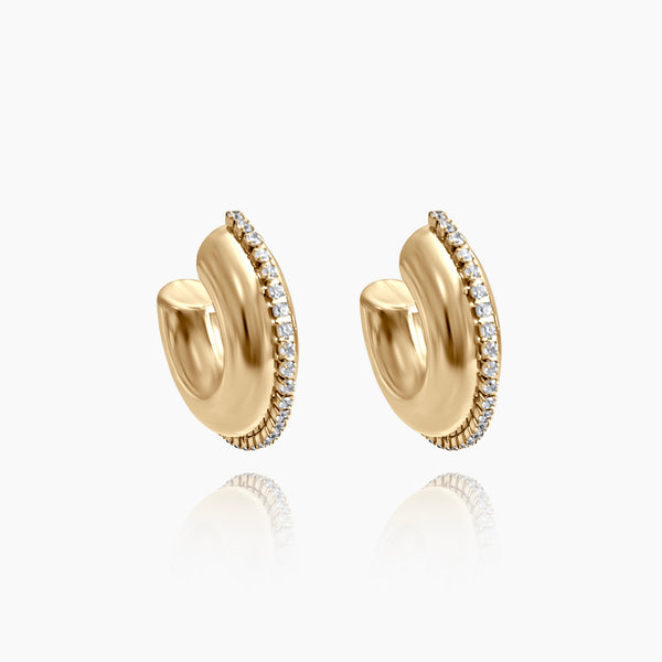 Gold C Diamond Earrings