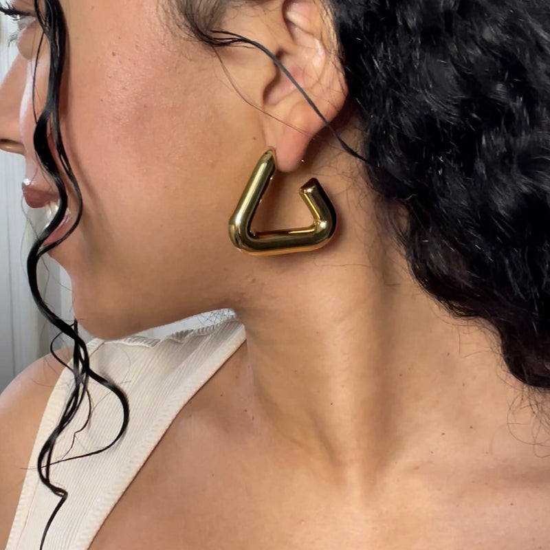 Chunky Triangle Hoop Earrings