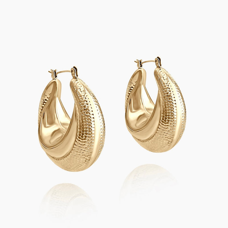 Gold Textured Chunky Hoops
