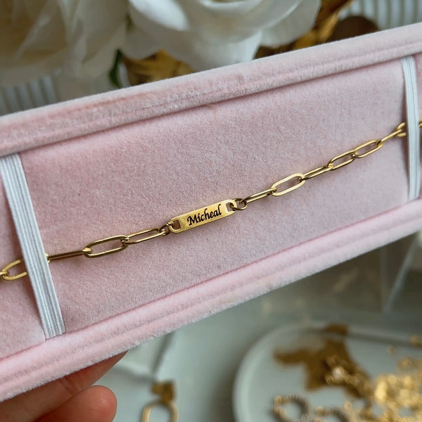 Gold Bar Engraved Bracelet