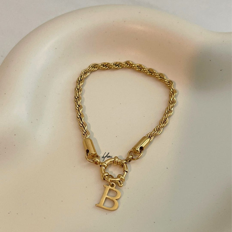 Gold Mini Initial Rope Bracelet
