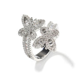 Double Butterfly Baguette Adjustable Ring