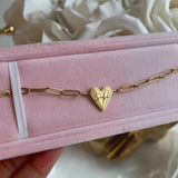Gold Heart Engraved Bracelet