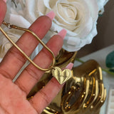 Gold Heart Charm Engraved Bracelet