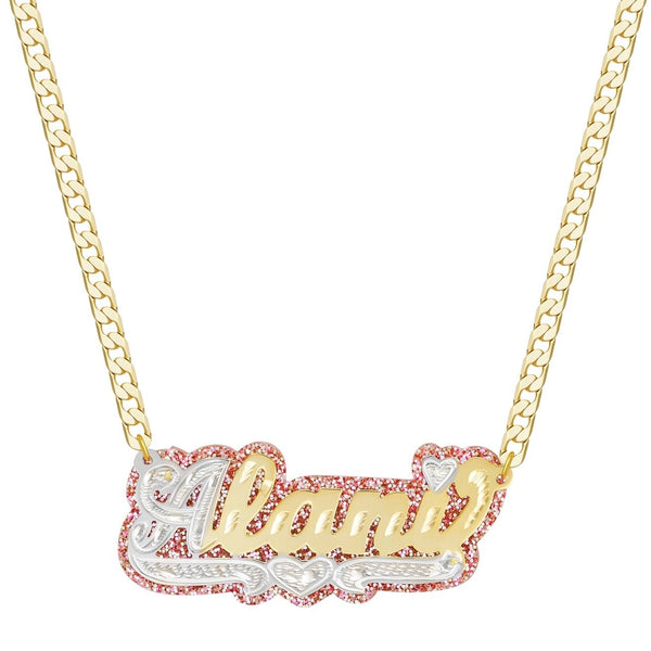 GLITZY DOUBLE PLATED COLOR Custom NAME NECKLACE - Her Fashion Muse