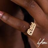 Classic Diamond Cut Personalized Custom Name Ring  - HER FASHION MUSE