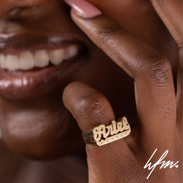 Classic Diamond Cut Personalized Custom Name Ring  - HER FASHION MUSE