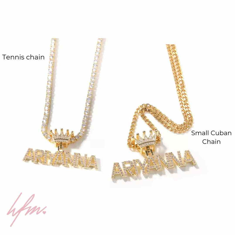 Crown CZ custom Name Necklace - Her Fashion Muse