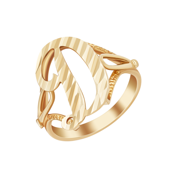 10k Solid Gold Diamond Cut Custom Initial Ring