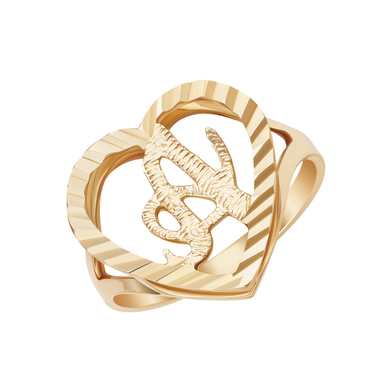 10k Solid Gold Heart Custom Initial Ring