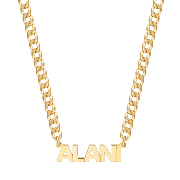 Mini Single Plated Custom Name Necklace w/ Cuban Chain