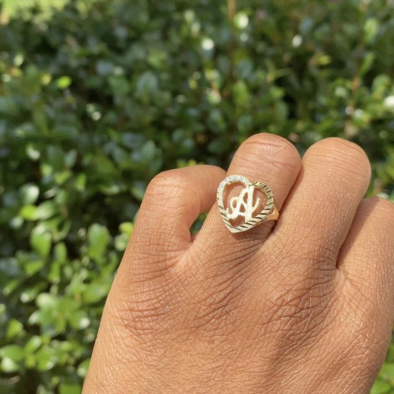 10k Solid Gold Amor Custom Initial Ring - Her Fashion Muse