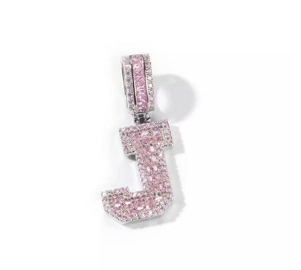 ICY CZ Diamond Baguette Custom varsity INITIAL Necklace
