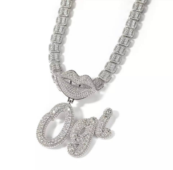 Iced Out Kisses Custom Name Necklace
