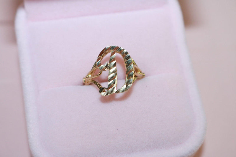 10k Solid Gold Diamond Cut Custom Initial Ring - Her Fashion Muse