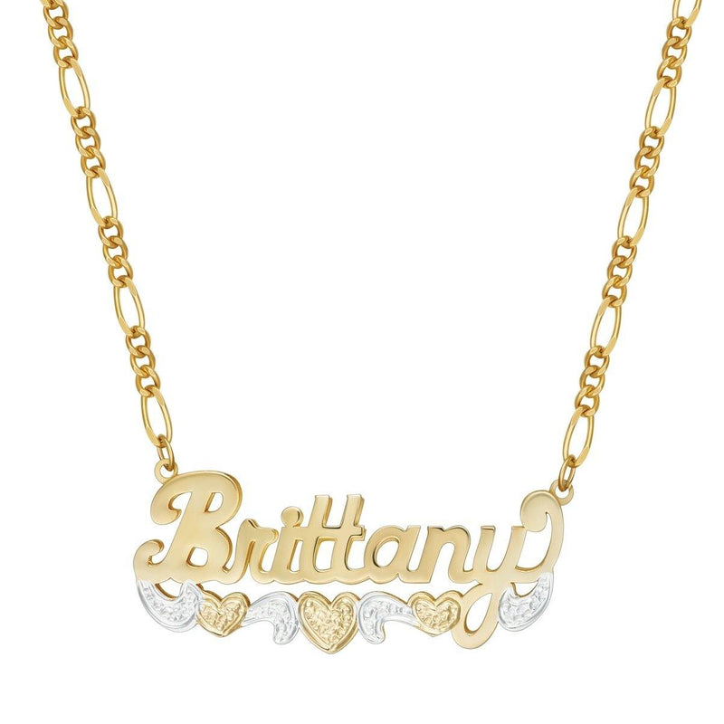 Double Plated Triple Heart Custom Name Necklace - Her Fashion Muse