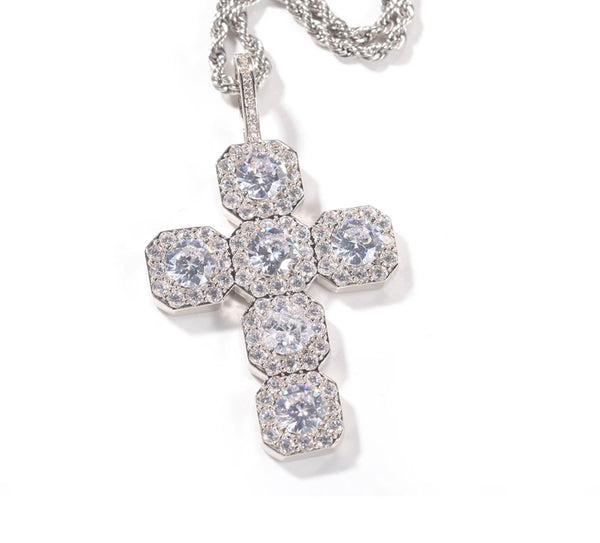 Large Diamond Icy Cross Necklace