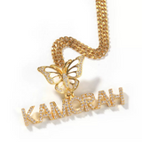 Mini Diamond / CZ Butterfly Custom Name Necklace