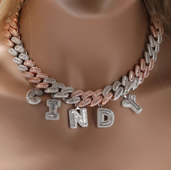 Two Tone 14mm Custom Name Cuban Necklace