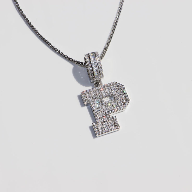 ICY 3D INITIAL LETTER CUSTOM PENDANT NECKLACE W/ BOXED CHAIN