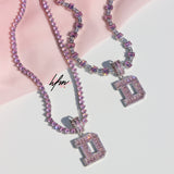 PINK BAGUETTE VARSITY INITIAL NECKLACE - Her Fashion Muse