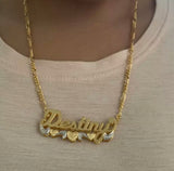Double Plated Triple Heart Custom Name Necklace