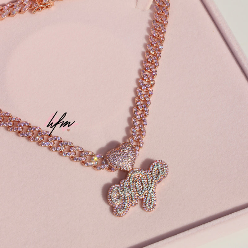 Two Tone ICY Diamond Heart Custom Name Necklace - Her Fashion Muse